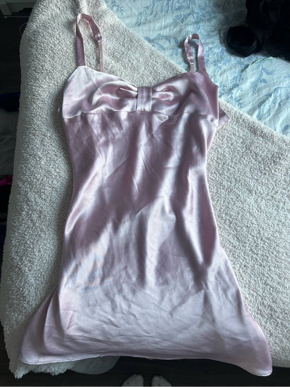 Victoria's Secret Light Pink Satin Slip with Bow Detail